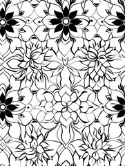 Seamless Stencil-Style Mandala Pattern in Black on White Background