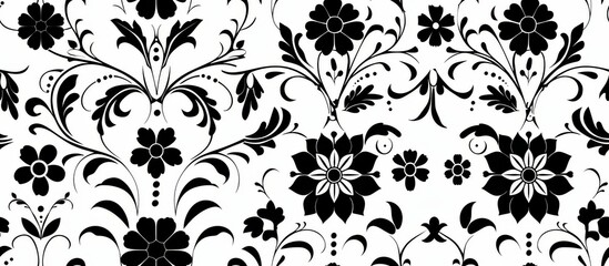Obraz premium Seamless Stencil-Style Mandala Pattern in Black on White Background