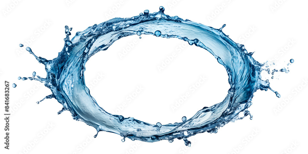 Poster dynamic circular water splash png isolated on transparent background