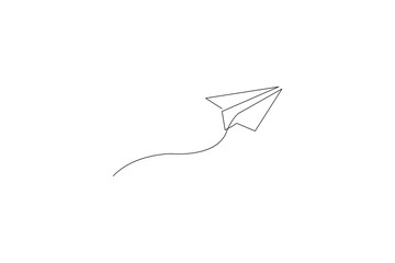 paper airplane flying line art with white background sketch