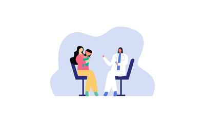Scenes with doctors and patients illustration. Medical diagnostics, consultations, treatment