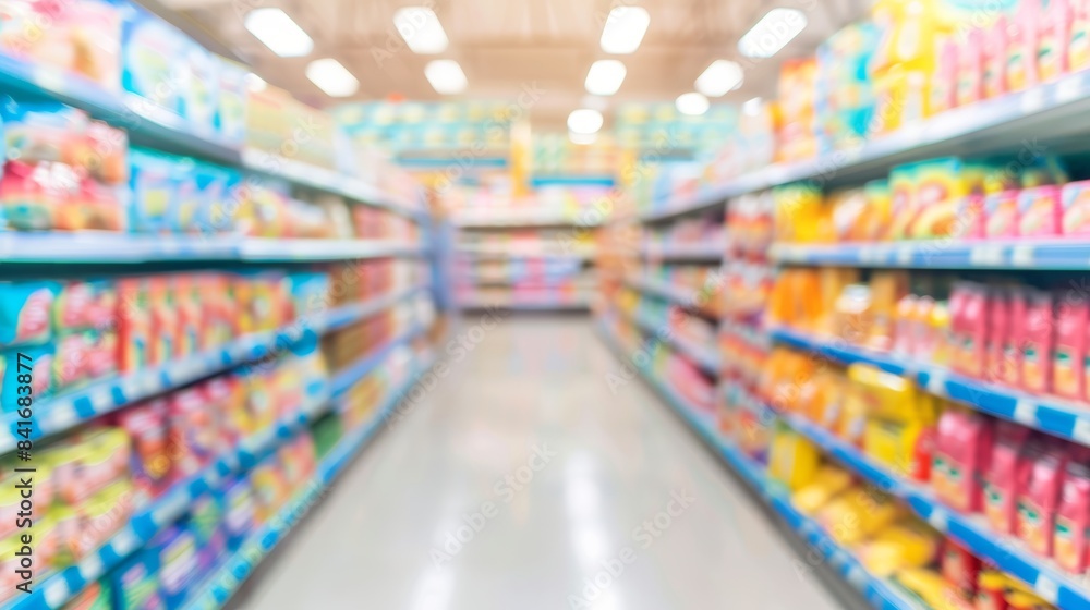 Poster blurred store shelves background for versatile design applications and creative projects
