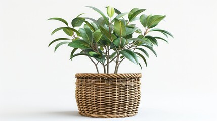 plant in a wicker basket