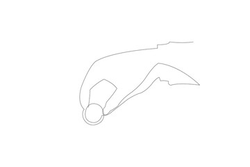 hand with coin vector line illustration with white background sketch drawing