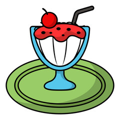 Bastani sonnati Faloodeh vector color icon design, Pan-Asian cuisine symbol, Most Popular Dishes Sign,Casual eats stock illustration, Rose Rabri Falooda Concept