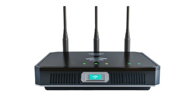 modern Wi-fi internet router isolated on transparent background, internet router cut out  