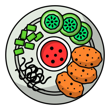 Vegetables in peanut sauce tofu vector color icon design, Pan-Asian cuisine symbol, Most Popular Dishes Sign,Casual eats stock illustration, Pecel or Pecal Concept