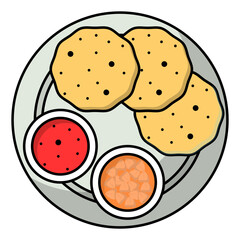 Eid day special meal vector color icon design, Pan-Asian cuisine symbol, Most Popular Dishes Sign,Casual eats stock illustration, Halva Pori Chanay Concept