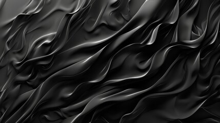 Obraz premium Series of flowing, wavy patterns that resemble black fabric or smoke. The texture appears soft and fluid, with a high contrast between the dark and light areas