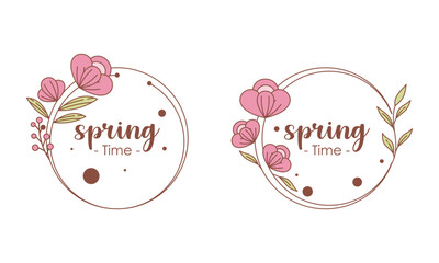 Spring time doodle floral frames