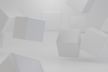 Abstract 3d cubes background on white wall, 3d rendering