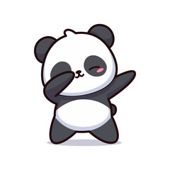 cute panda dabbing pose cartoon character vector illustration template design