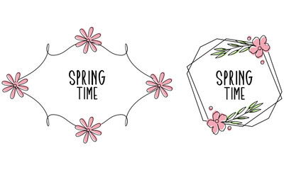 Spring time doodle floral frames