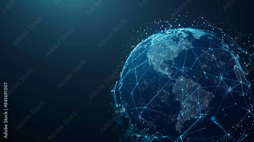 Poster a global network concept. world map point. world network planet earth. 3d rendering.