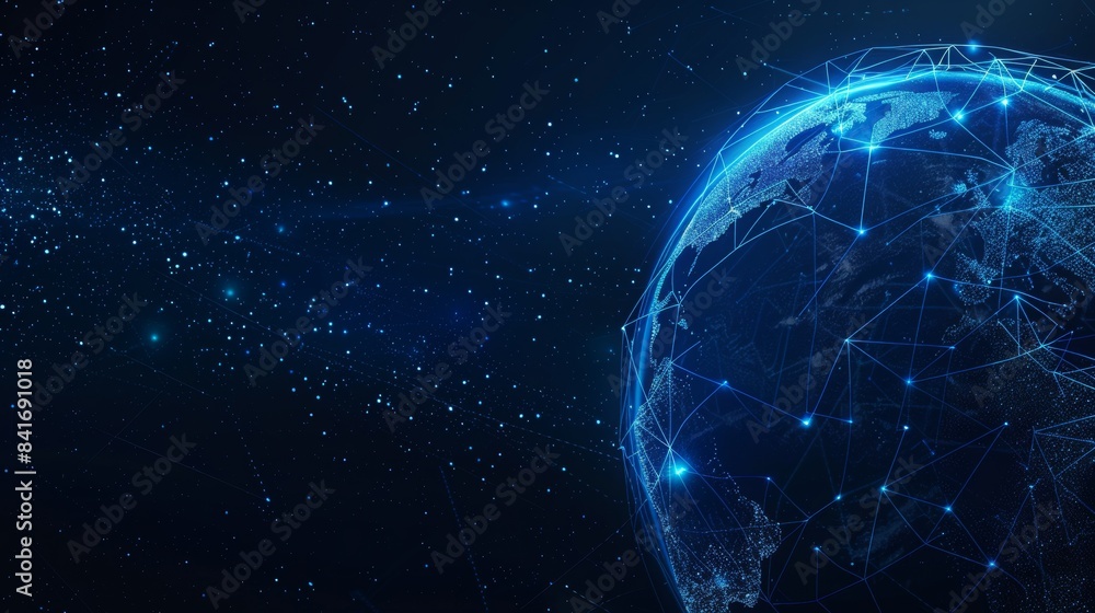 Poster the planet earth is a part of the global network concept. world map point. 3d rendering of the globa