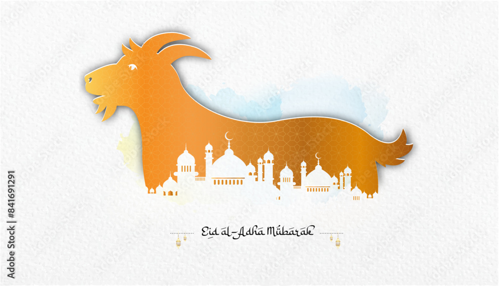 Wall mural vector illustration of eid al-adha mubarak. arab muslim festival of sacrifice.