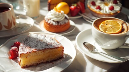 Taking a break with iced americanos torte cake financier and lemon cake