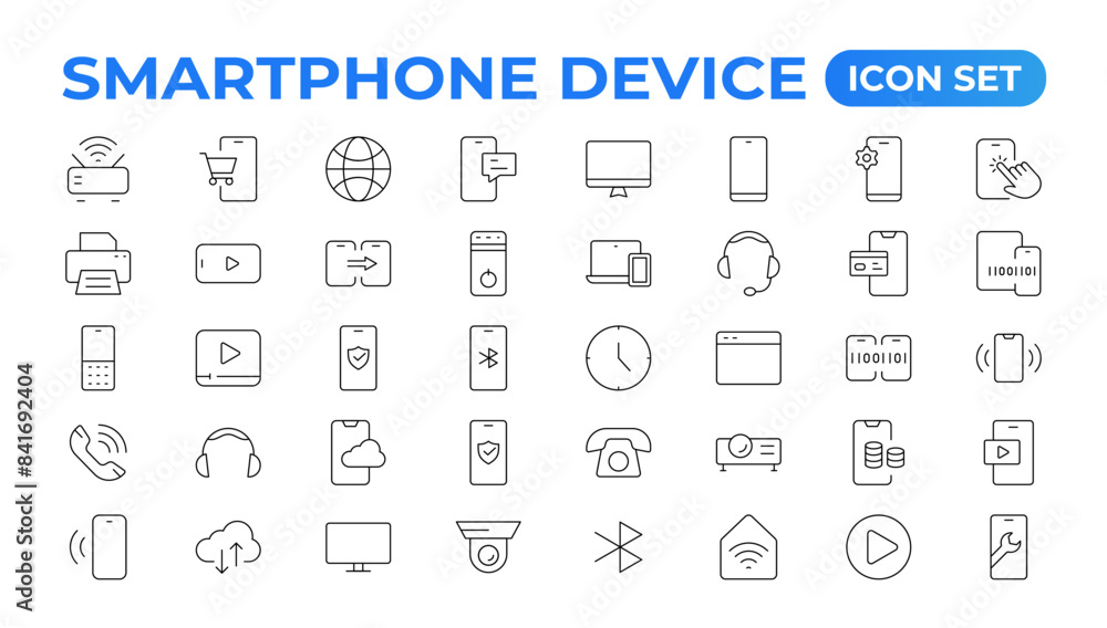 Poster modern smartphone device icons for engaging user experiences. collection of smartphone device icons 