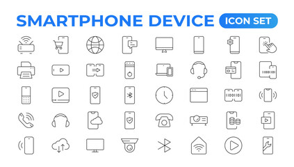 Modern Smartphone Device Icons for Engaging User Experiences. Collection of Smartphone Device Icons for Modern UI Design