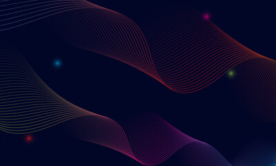 Beautiful abstract gradient wave lines with colorful dots background design
