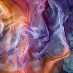 Obraz premium An abstract digital art piece featuring swirling colors and shapes, reminiscent of flowing fabric or smoke, creating an otherworldly atmosphere with soft lighting and a sense of movement. 