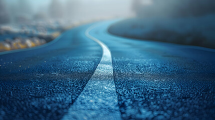 Photo Realistic Roadmap Symbol with Text Space on Blue Background for Business Plans, Milestones, and Strategic Directions in Photo Stock Concept