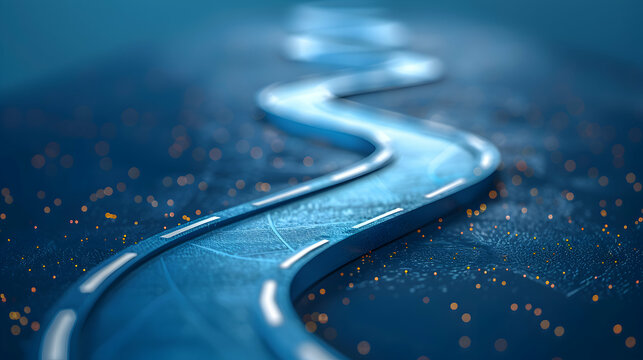 Sleek Roadmap Symbol with Text Space on Blue Background for Business Plans and Strategic Directions | Photo Realistic Concept