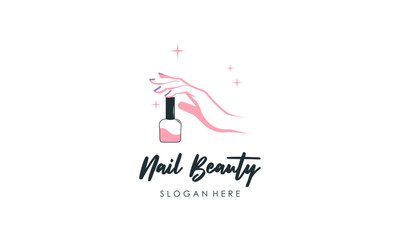 Nail beauty logo design vector