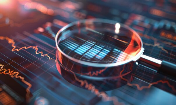 Financial audit, financial research, and financial management with graphs, charts, and analytics. Stock artificial intelligence for business.