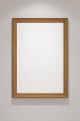 3d render of wooden frame mock up hanging on the white wall background. Set 1