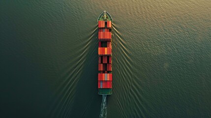 container ship in import export and business logistic.By crane ,Trade Port , Shipping.cargo to harbor.Aerial view.Water transport.International.Shell Marine.Top view.	