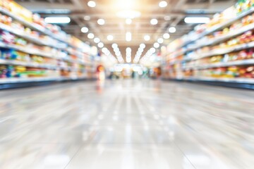 Obraz premium Blurred store shelves as a background image perfect for commercial use and design projects