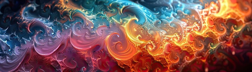 Abstract colorful background with bubbles and swirls.
