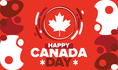Happy Canada Day. National holiday, celebrated annual in July 1. Canadian flag. Maple leaf. Patriotic symbol and elements. Poster, card, banner and background. Vector illustration