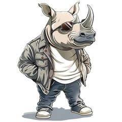 Fototapeta premium Rhinoceroses cartoon Casual Chic