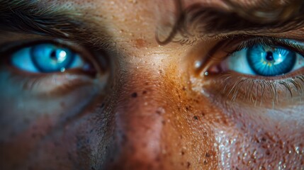 Close Up Of Blue Eyes With Freckles