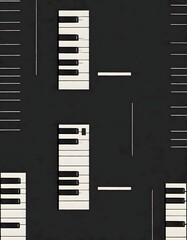Abstract geometric pattern with a combination of black and white blocks resembling piano keys, Generative AI.