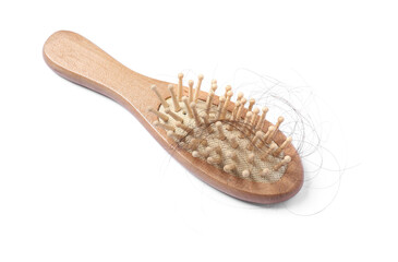 Brush with lost hair isolated on white