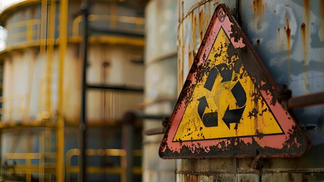 A sign warning of the flammable substances held within the storage tanks.