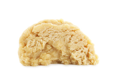 Making shortcrust pastry. Raw dough isolated on white