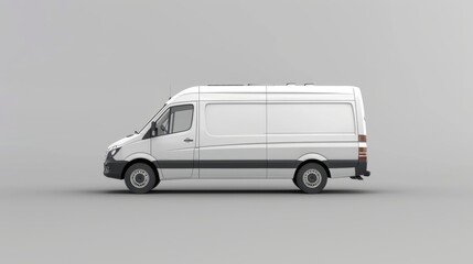 White Delivery Van Isolated on Grey Background, Generative AI