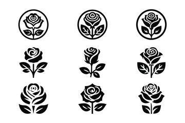 Rose Flower Logo Icon Vector Silhouette Illustration