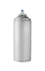 One silver spray paint can isolated on white