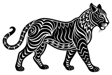 Obraz premium Silhouette of Tiger Walking Vector