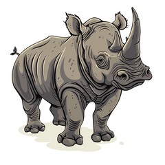 Fototapeta premium Rhinoceroses cartoon Vintage