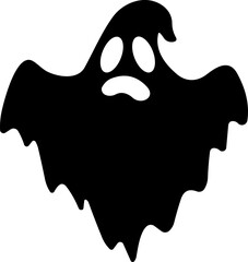 Ghost icon flat Vector. Halloween concept, Cartoon Ghost, black ghost with eyes, spooky character, ghoul or spirit monsters silhouette with spooky faces. Horror holiday flying phantoms or nightmare