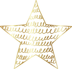 Gold star icon. Hand drawn style