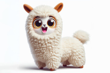 Funny surprised Llama portrait Isolated on white background