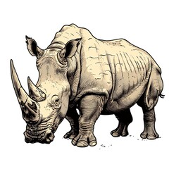 Fototapeta premium Rhinoceroses cartoon Vintage