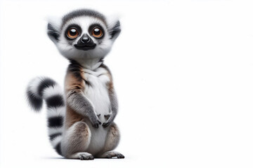 Fototapeta premium portrait Funny Lemur Isolated on white background